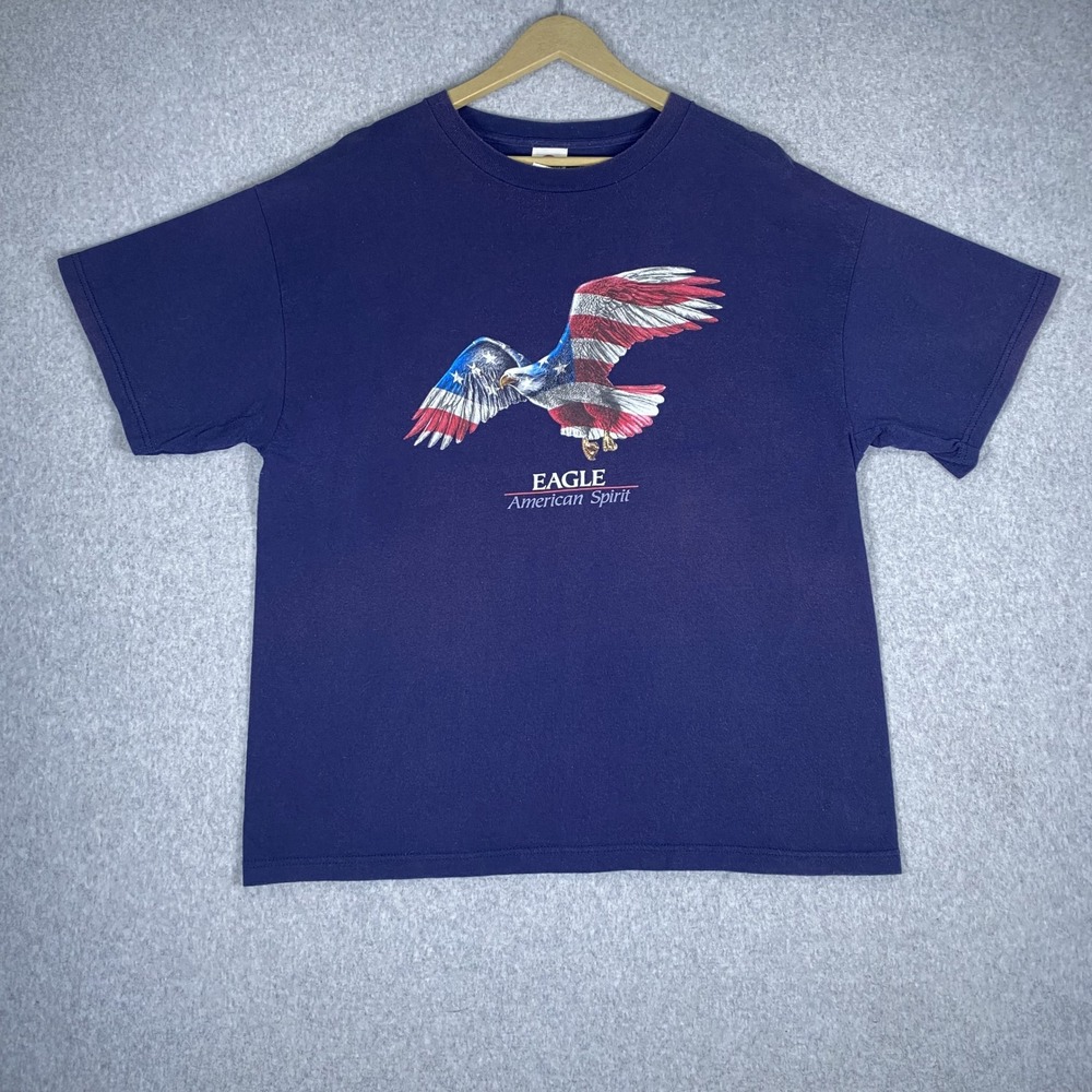 Vintage American USA Eagle Delta Pro Weight T-Shirt Mens Large Navy Blue